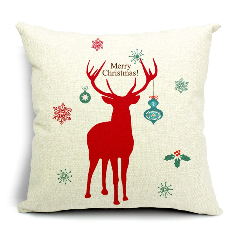 Hyha Christmas Pillow Covers Christmas Present Christmas Pillow Deer Cushion Cover Merry Christmas Decorations for Home Cojines