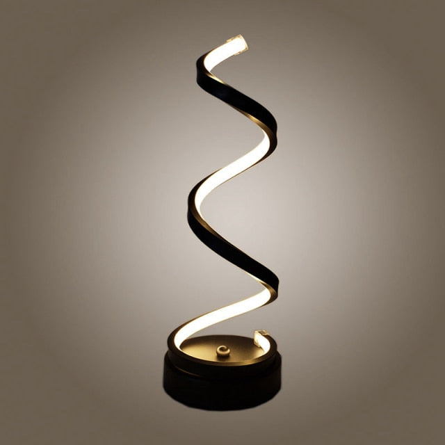 LED Spiral Table Lamp Curved Desk Bedside Lamp