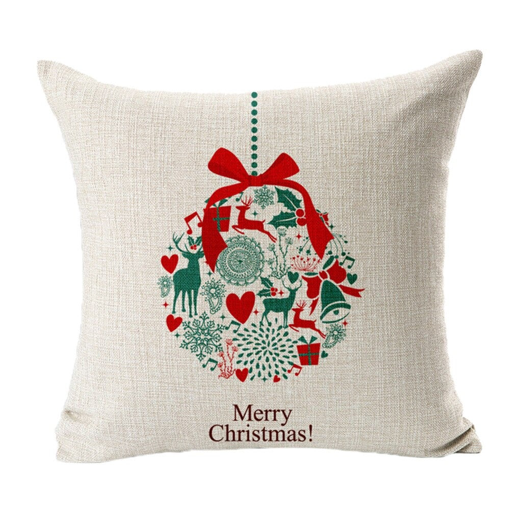 Hyha Christmas Pillow Covers Christmas Present Christmas Pillow Deer Cushion Cover Merry Christmas Decorations for Home Cojines