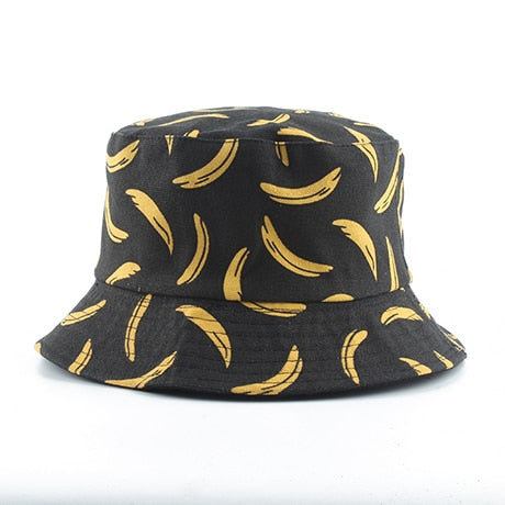 Panama Bucket Hat Men Women Summer Bucket Cap Banana Print Yellow Hat Bob Hat Hip Hop Gorros Fishing Fisherman Hat