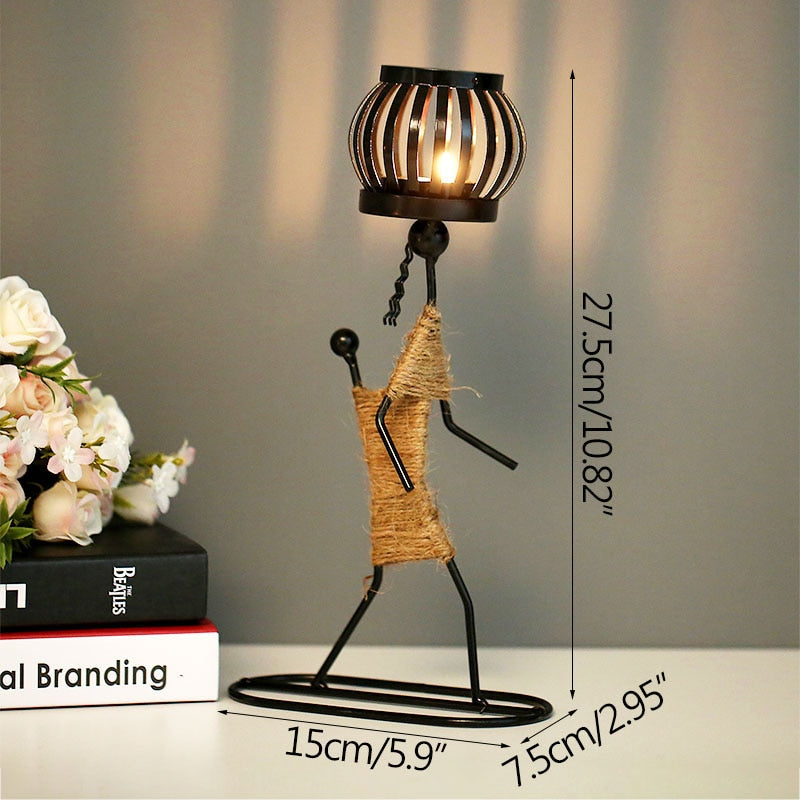 Strongwell Nordic Metal Candlestick Abstract Character Sculpture Candle Holder Decor Handmade Figurines Home Decoration Art Gift