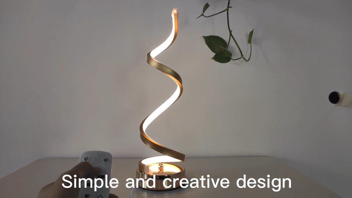 LED Spiral Table Lamp Curved Desk Bedside Lamp