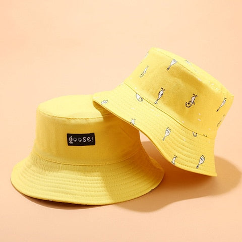 Panama Bucket Hat Men Women Summer Bucket Cap Banana Print Yellow Hat Bob Hat Hip Hop Gorros Fishing Fisherman Hat