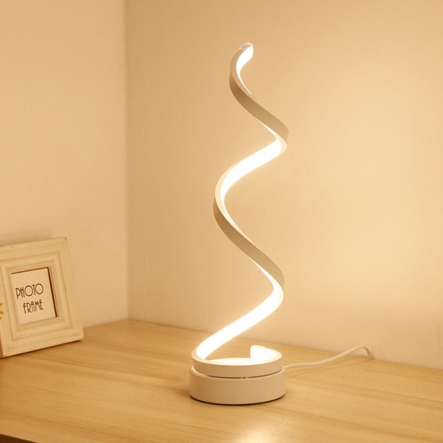 LED Spiral Table Lamp Curved Desk Bedside Lamp