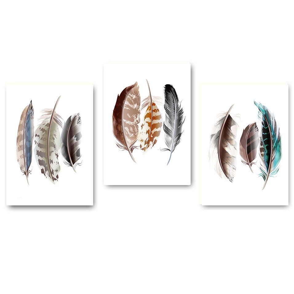 Watercolor Feathers Abstract Poster Canvas