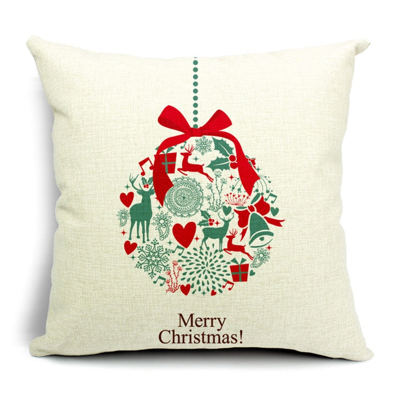 Hyha Christmas Pillow Covers Christmas Present Christmas Pillow Deer Cushion Cover Merry Christmas Decorations for Home Cojines