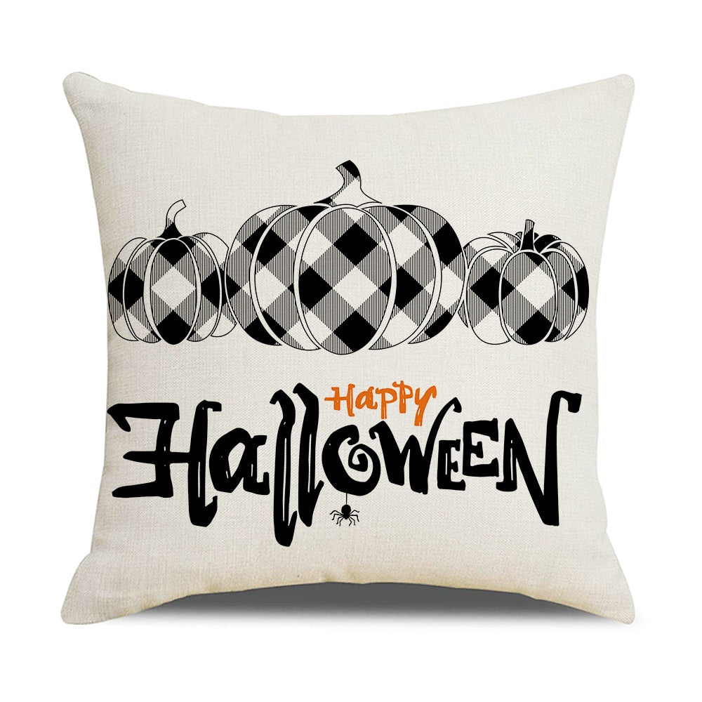 Fall Halloween Pumpkin Cushion Cover 18x18 Inches Trick or Treat Farmhouse Decor Home Throw Pillow Covers for Couch Decorations