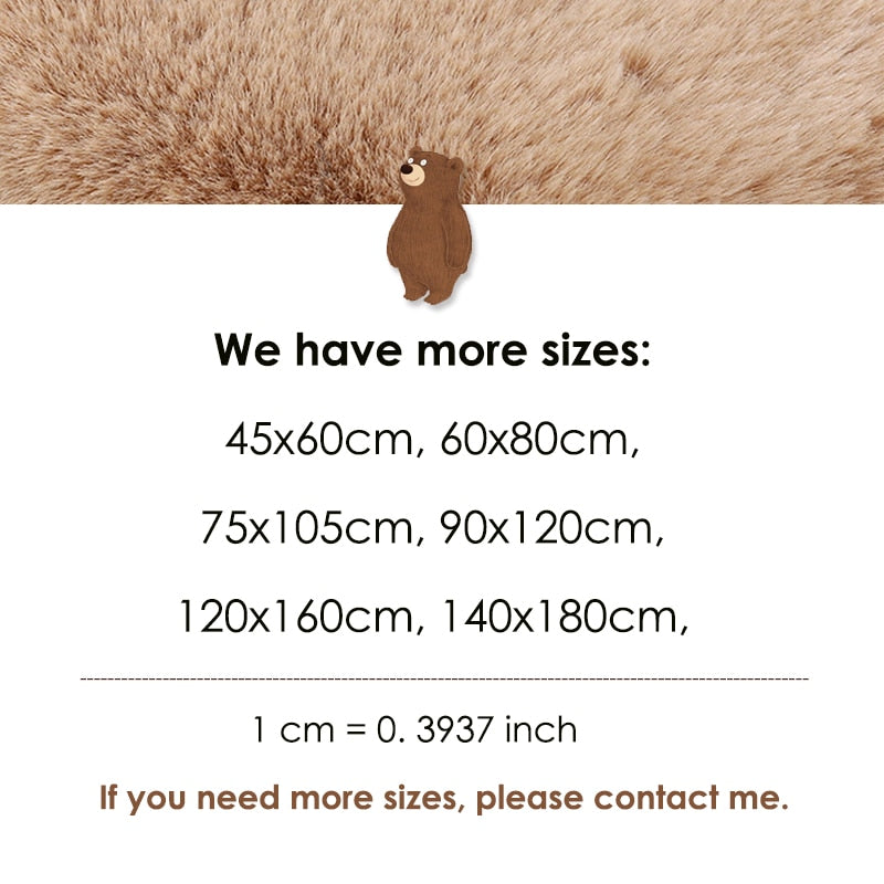 Bear rug super soft carpet Modern Living room bedroom Antiskid mat Fluffy Floor Carpets Decor Rugs white brown children doormat