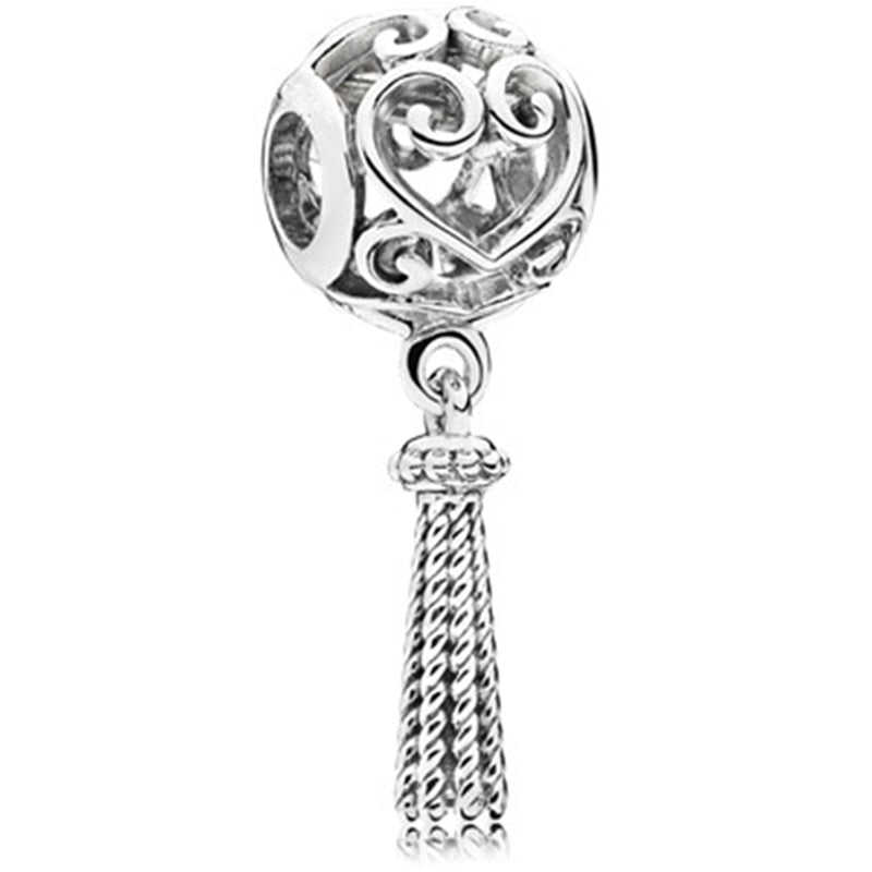 New Silver Color Feather Crown Safety Chain Owl Love Beads Tower Pendant Fit Brand Charms Bracelets DIY Women Original Jewelry