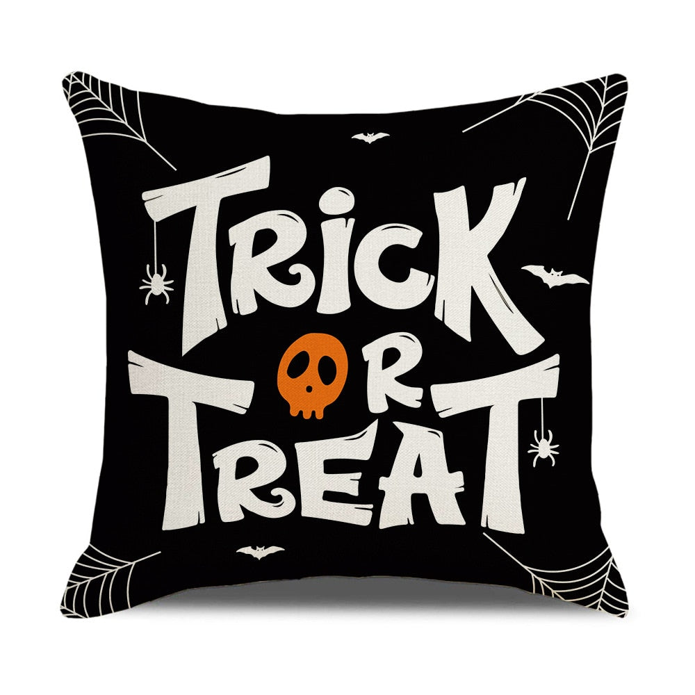 Fall Halloween Pumpkin Cushion Cover 18x18 Inches Trick or Treat Farmhouse Decor Home Throw Pillow Covers for Couch Decorations