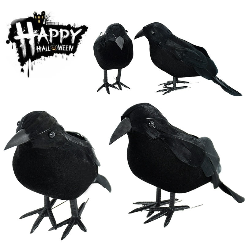 1pc Halloween Black Crow Model Simulation Fake Bird Animal Scary Toys For Halloween Party Home Decoration Horror Props