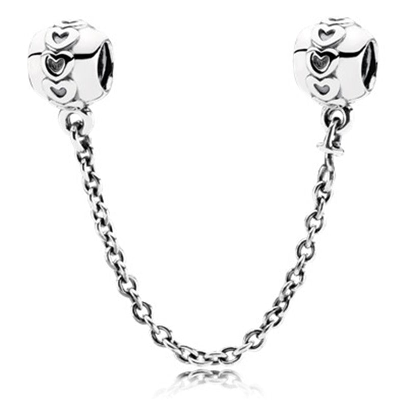 New Silver Color Feather Crown Safety Chain Owl Love Beads Tower Pendant Fit Brand Charms Bracelets DIY Women Original Jewelry