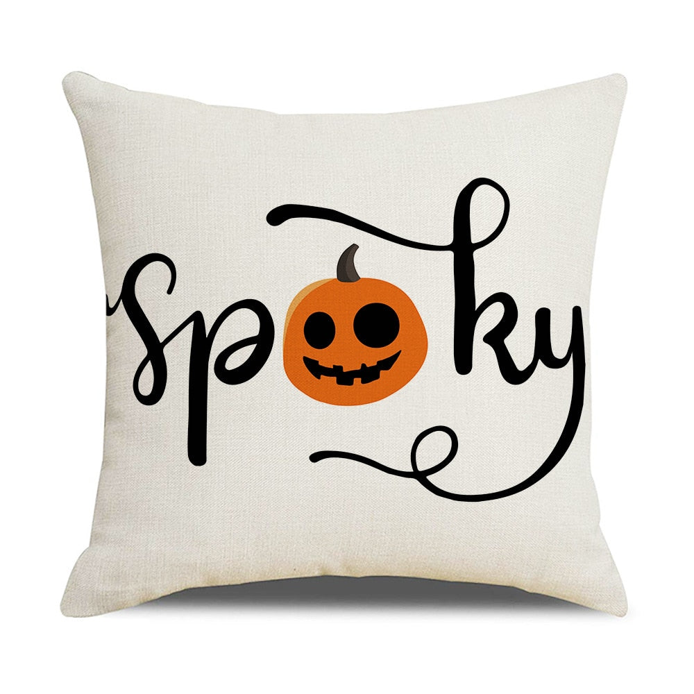 Fall Halloween Pumpkin Cushion Cover 18x18 Inches Trick or Treat Farmhouse Decor Home Throw Pillow Covers for Couch Decorations