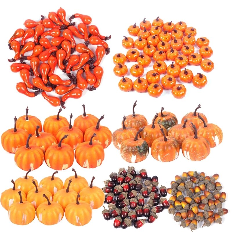 Halloween Decoration Artificial Pumpkin Fake Pine Cones for Fall Harvest home Decor Props Autumn Wedding Decoration Thanksgiving