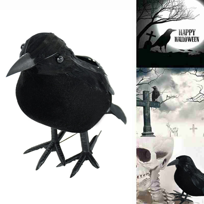 1pc Halloween Black Crow Model Simulation Fake Bird Animal Scary Toys For Halloween Party Home Decoration Horror Props