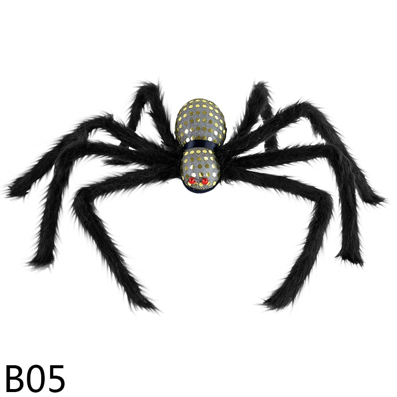 1pcs 75cm Halloween Giant Spider Scary Red Eyes Animal Bar Haunted House Garden Home Halloween Horror Decoration