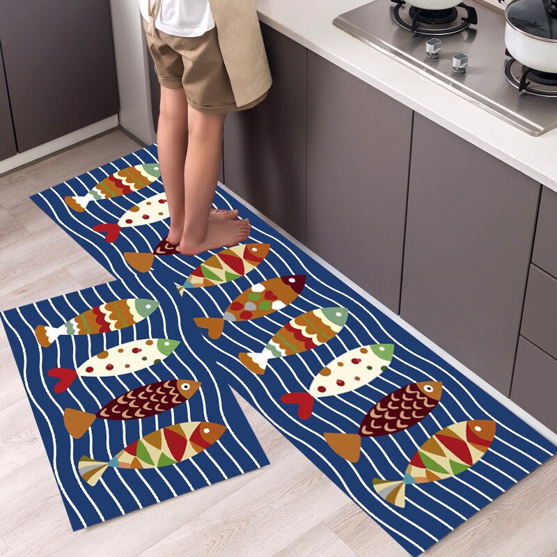 Nordic Style Kitchen Floor Mat Carpet Long Strip Modern Home Decor Non-Slip Absorbent Entrance Doormat Living Room Foot Mats