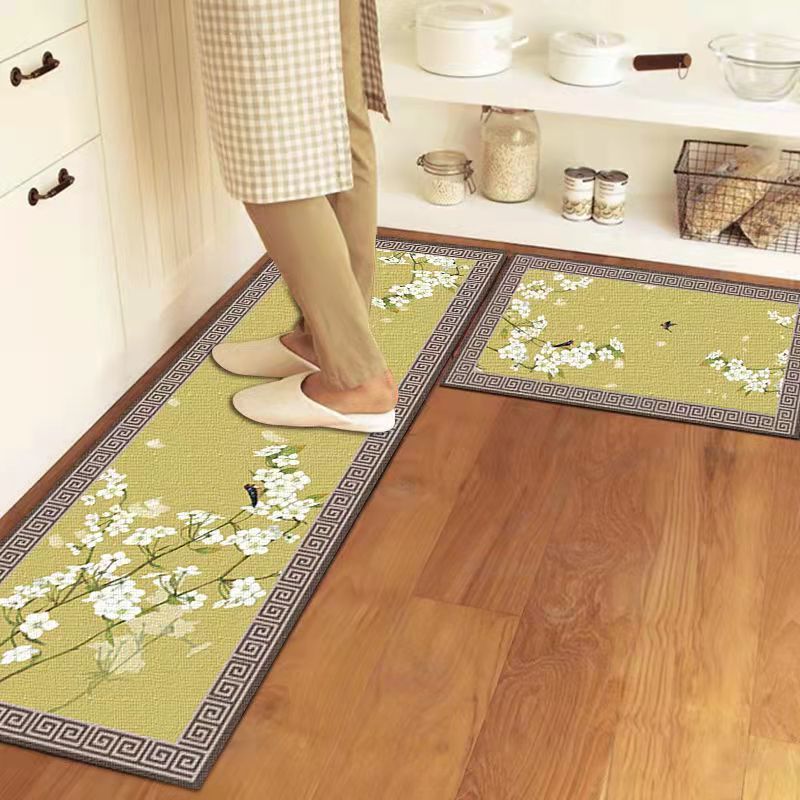 Anti-slip Kitchen Floor Mat Blue Lattice Rug Bath Long Strip Absorption Doormat Entrance Balcony Living Room Household Carpet