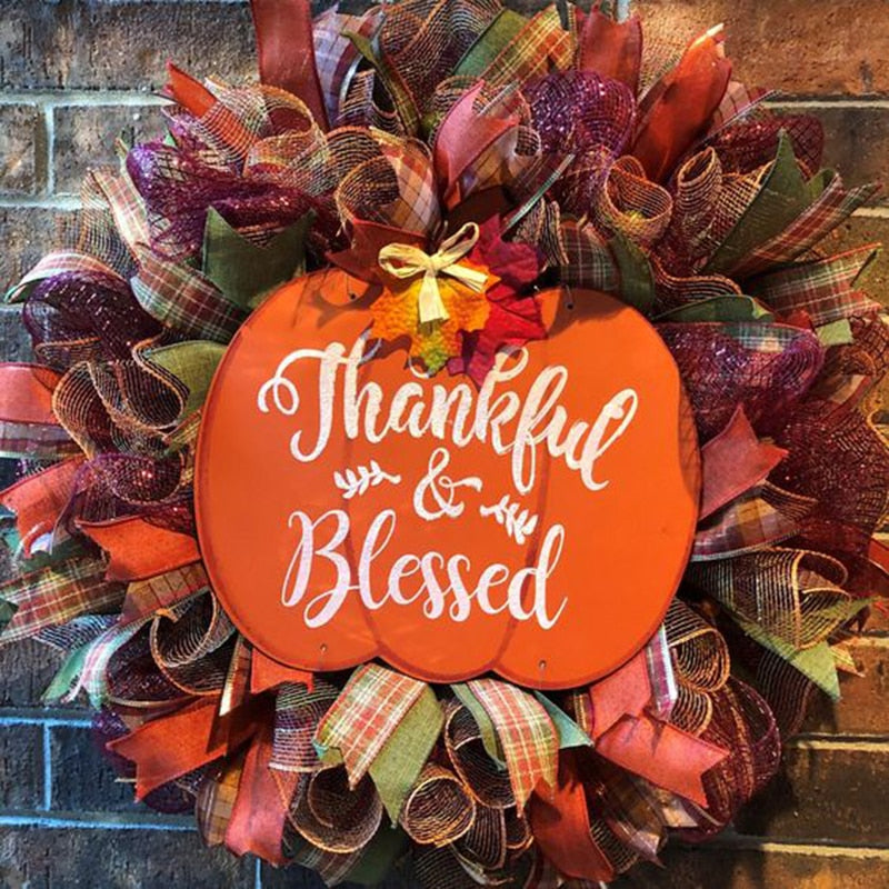 Thanksgiving Wooden Pumpkin Fall Thankful Blessed Hanging Sign Harvest Autumn Halloween party home Hanging Wall door Decoration