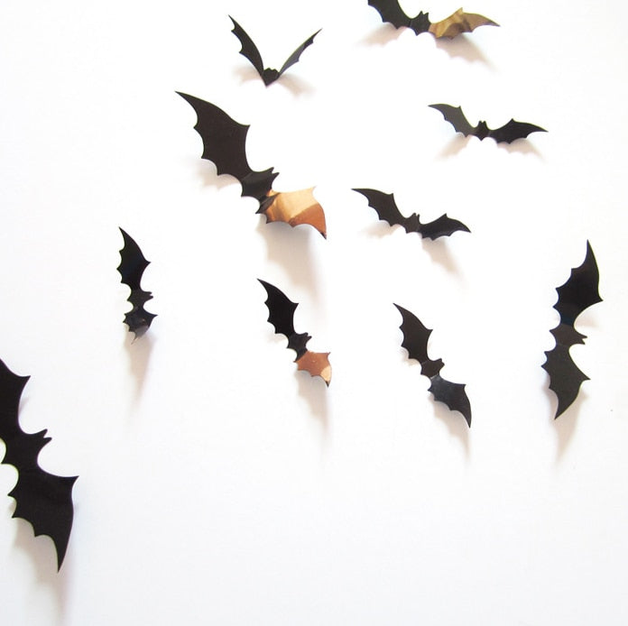 Halloween Decoration 3D Black PVC Bat Halloween Party DIY Decor Wall Sticker Bar Room Halloween Party Scary Decos Props