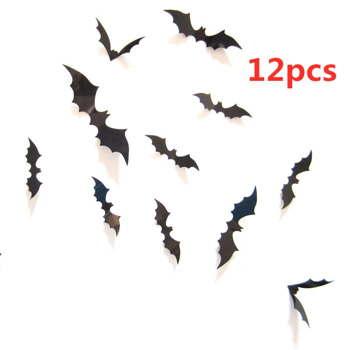 Halloween Decoration 3D Black PVC Bat Halloween Party DIY Decor Wall Sticker Bar Room Halloween Party Scary Decos Props