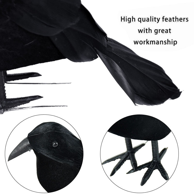 1pc Halloween Black Crow Model Simulation Fake Bird Animal Scary Toys For Halloween Party Home Decoration Horror Props