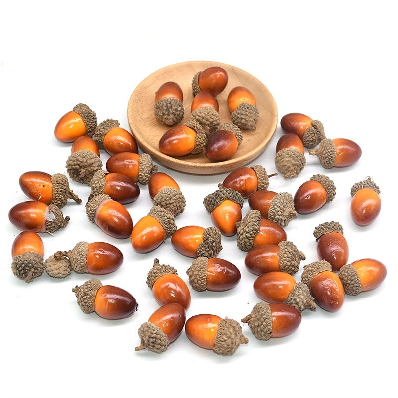 20/50pcs Mini Artificial Simulation Mini Acorn Oak Nut Vivid Fake Fruit  Christmas Table Ornaments DIY Home Party Decor Supplies