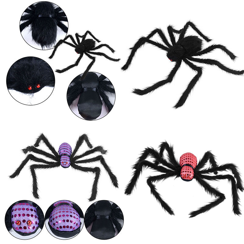 1pcs 75cm Halloween Giant Spider Scary Red Eyes Animal Bar Haunted House Garden Home Halloween Horror Decoration