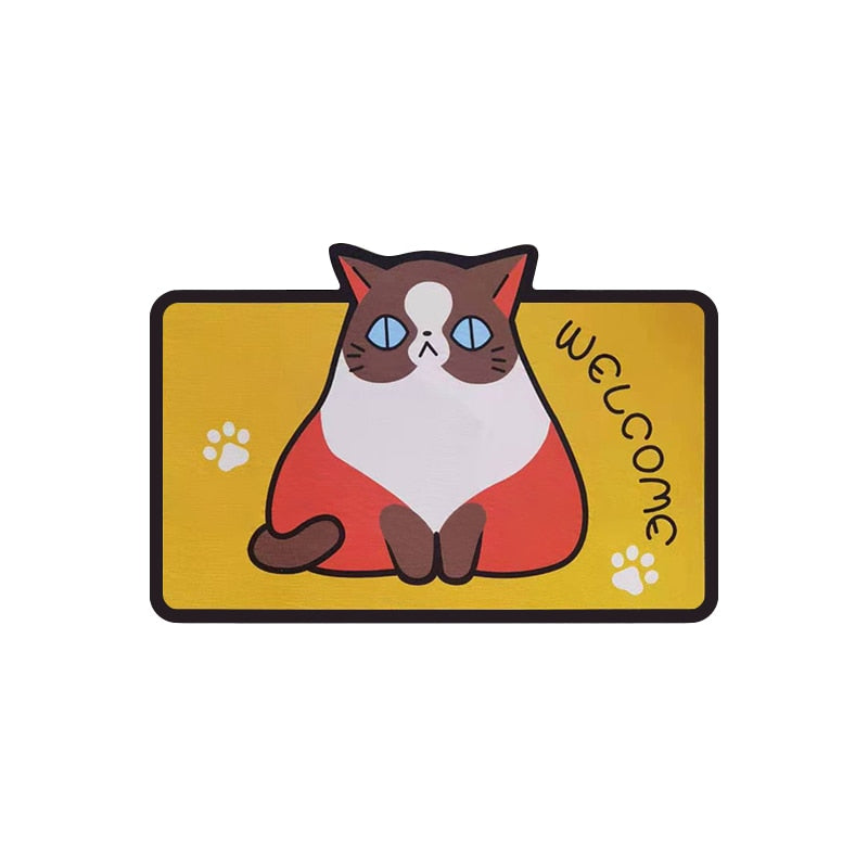 Cartoon Welcome Entrance Doormats Carpets Rugs For Home Bath Living Room Floor Stair Kitchen Hallway Non-Slip Cat Dog Pet Gamer