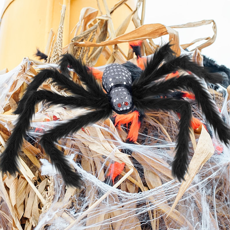 1pcs 75cm Halloween Giant Spider Scary Red Eyes Animal Bar Haunted House Garden Home Halloween Horror Decoration