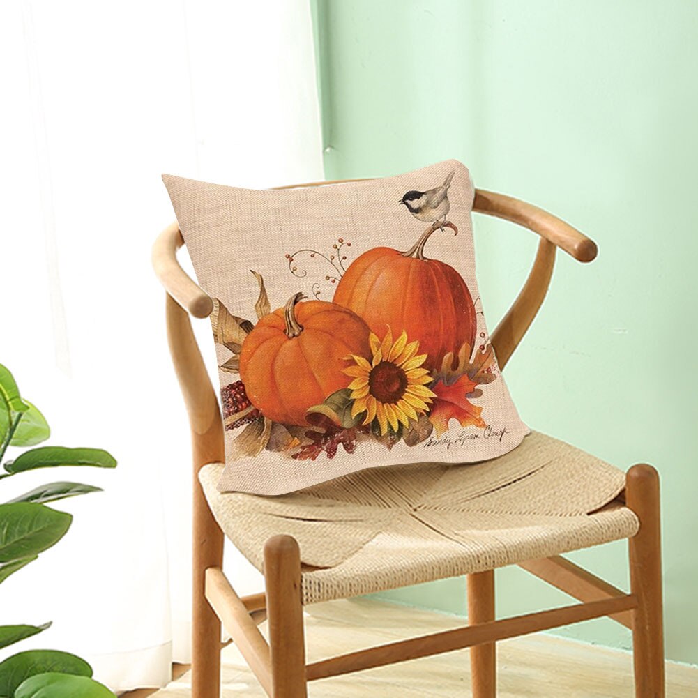 Thanksgiving Day Pumpkin Truck Harvest Rustic Art Decor Cushion Cover Sofa Home Fall Autumn Farm 45*45 cm Printed Pillow Covers