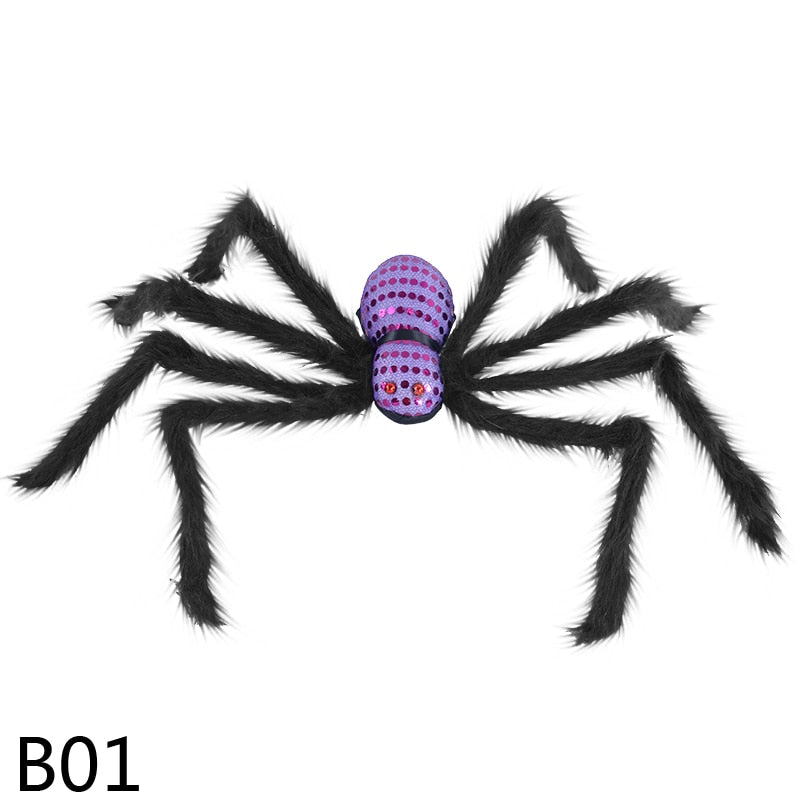 1pcs 75cm Halloween Giant Spider Scary Red Eyes Animal Bar Haunted House Garden Home Halloween Horror Decoration