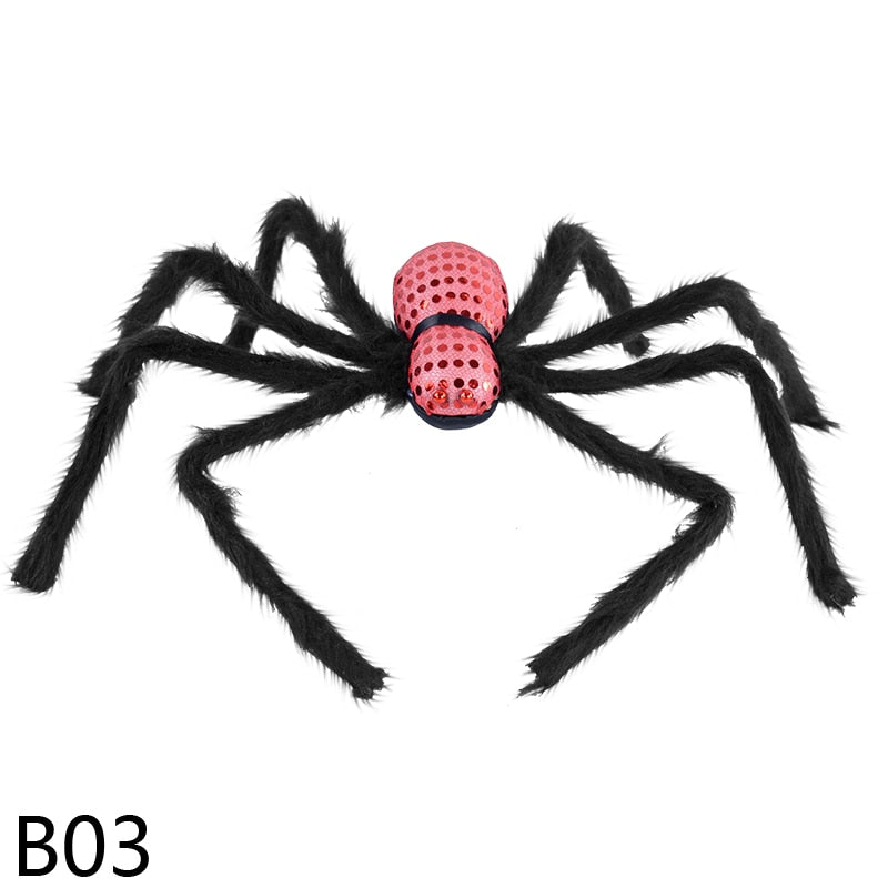 1pcs 75cm Halloween Giant Spider Scary Red Eyes Animal Bar Haunted House Garden Home Halloween Horror Decoration