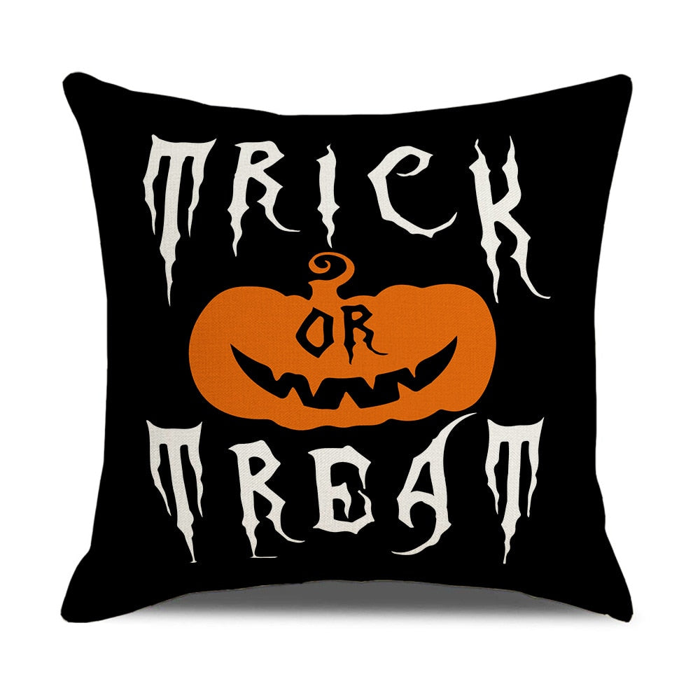 Fall Halloween Pumpkin Cushion Cover 18x18 Inches Trick or Treat Farmhouse Decor Home Throw Pillow Covers for Couch Decorations