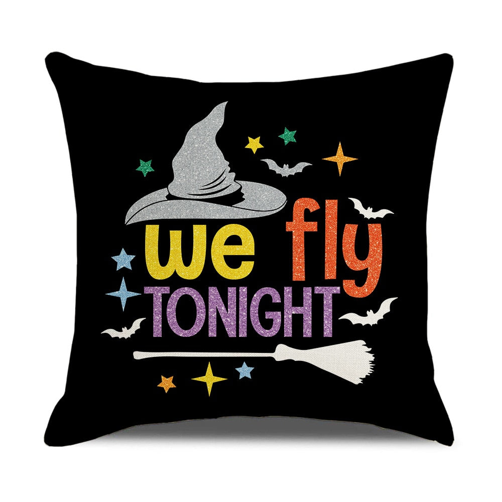 2022 New Linen Halloween Fall Cushion Cover 18Inch Trick or Treat Farmhouse Cat Witch Home Throw Pillow Covers for Couch Decor