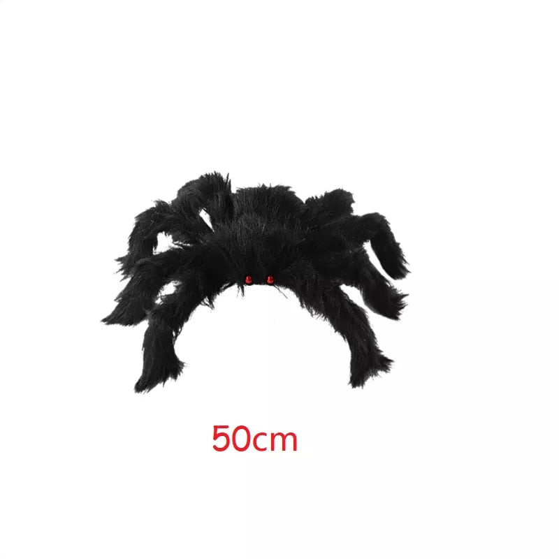 150/200cm Black Scary Giant Spider Huge Spider Web Halloween Decoration Props Haunted House Holiday Outdoor Giant Decoration