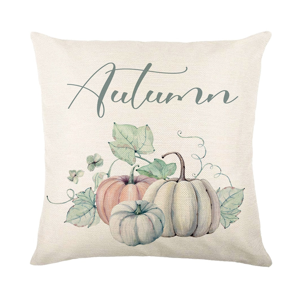 Autumn Maple Leaves Pumpkin Pillowcase 45x45cm Home Party Decorations Happy Thanksgiving Throw Pillow Covers Linen Cushion Cover