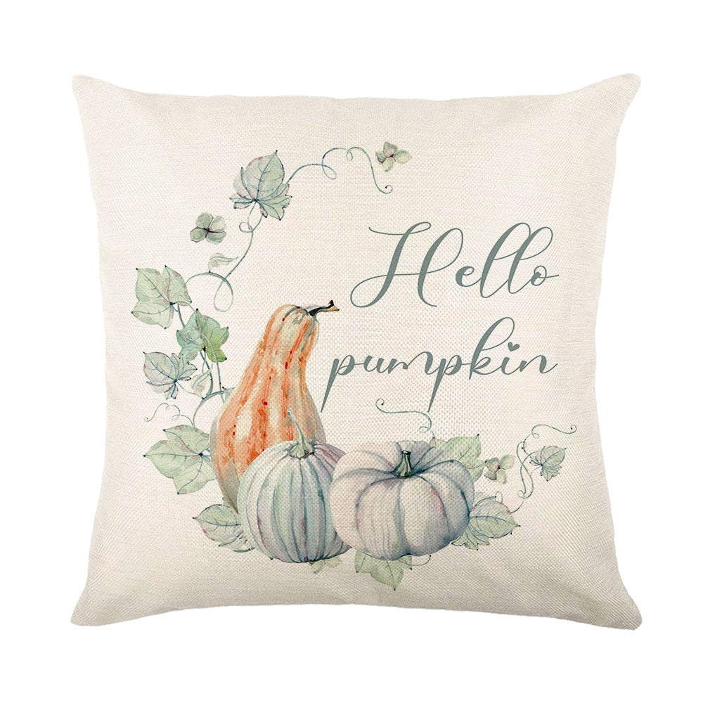 Autumn Maple Leaves Pumpkin Pillowcase 45x45cm Home Party Decorations Happy Thanksgiving Throw Pillow Covers Linen Cushion Cover