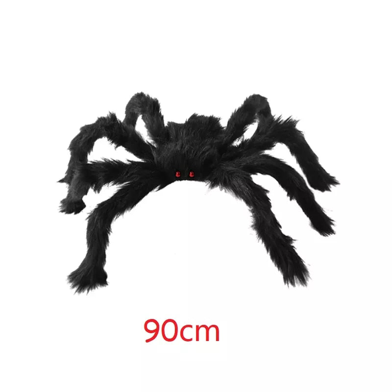 150/200cm Black Scary Giant Spider Huge Spider Web Halloween Decoration Props Haunted House Holiday Outdoor Giant Decoration