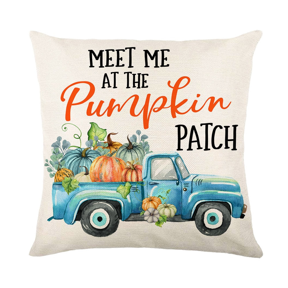 Autumn Maple Leaves Pumpkin Pillowcase 45x45cm Home Party Decorations Happy Thanksgiving Throw Pillow Covers Linen Cushion Cover