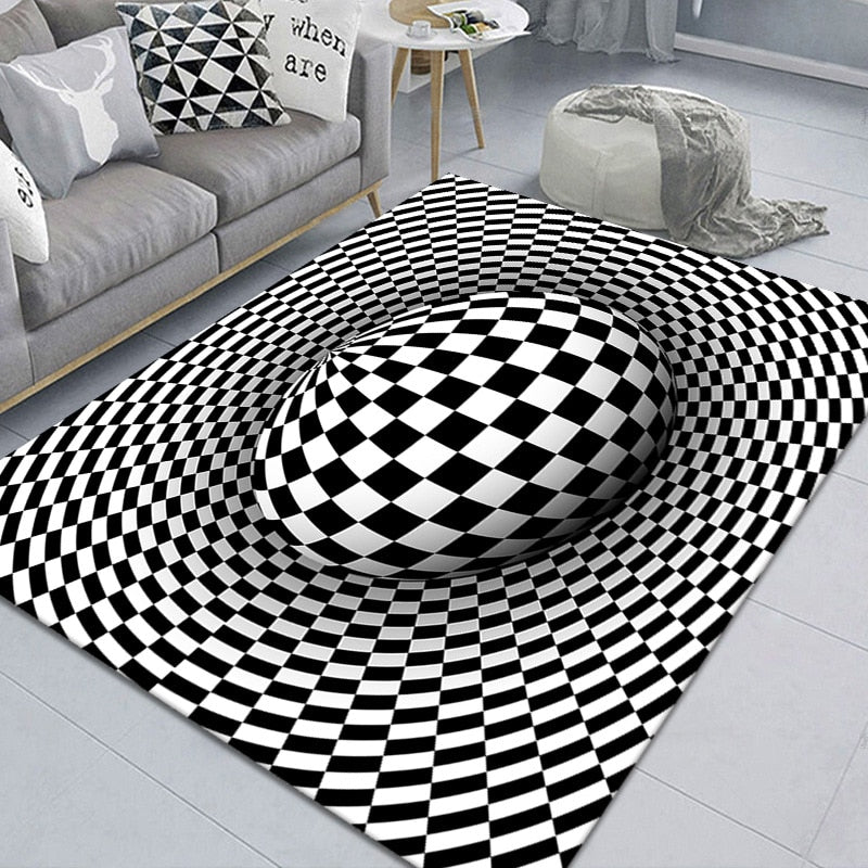 Abstract Geometric Optical Doormat 3D Vortex Illusion Carpet Entrance Door Floor Mats Non-slip Floor Mat Living Room Decor Rugs