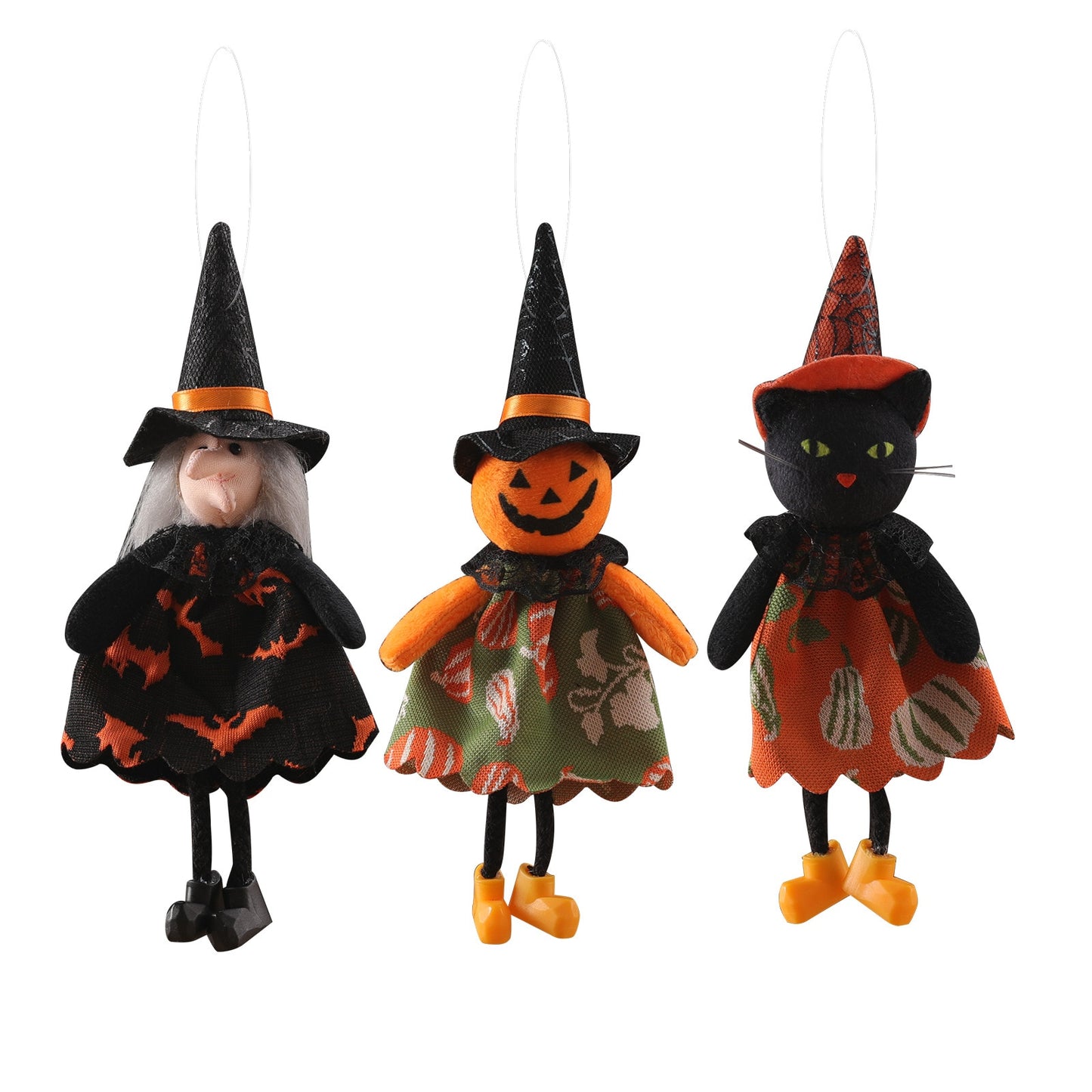 1pc Halloween Doll Bar Decor Pumpkin Ghost Witch Black Cat Pendant Scary Halloween Kids Gift Halloween Party Decoration for Home