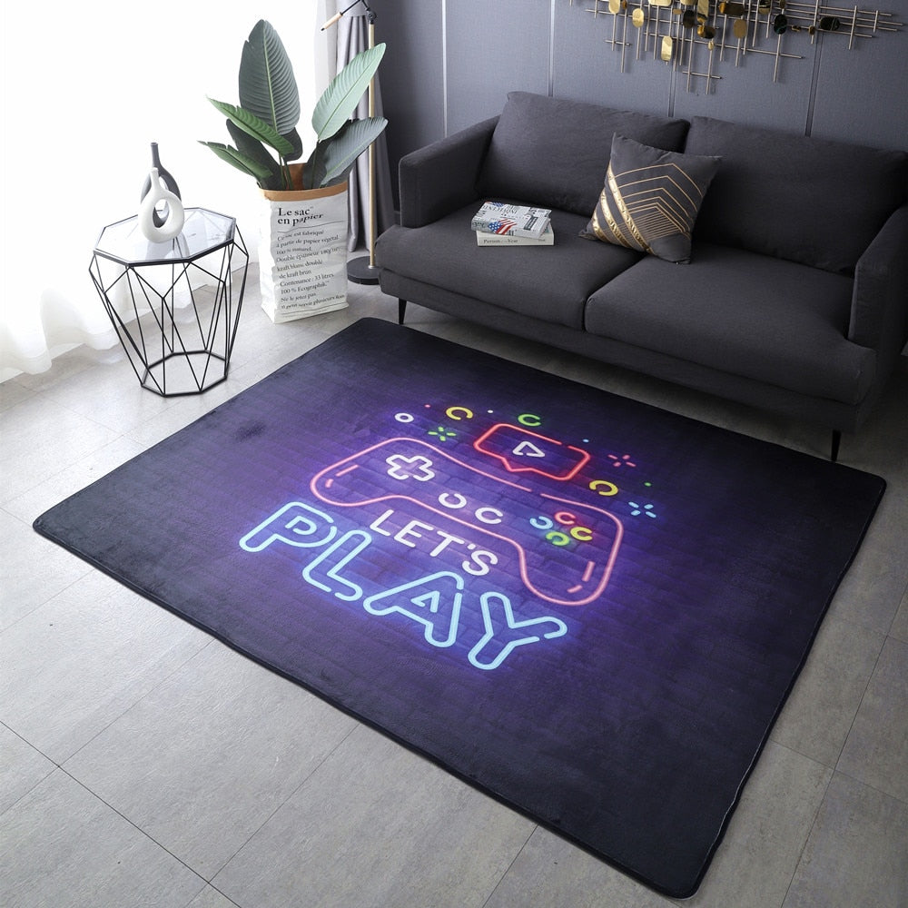 Anime Gamer Controller Kids Play Area Rugs Child Game Floor Mat Cartoon Pattern 3D Printing Carpets for Living Room 2022 New