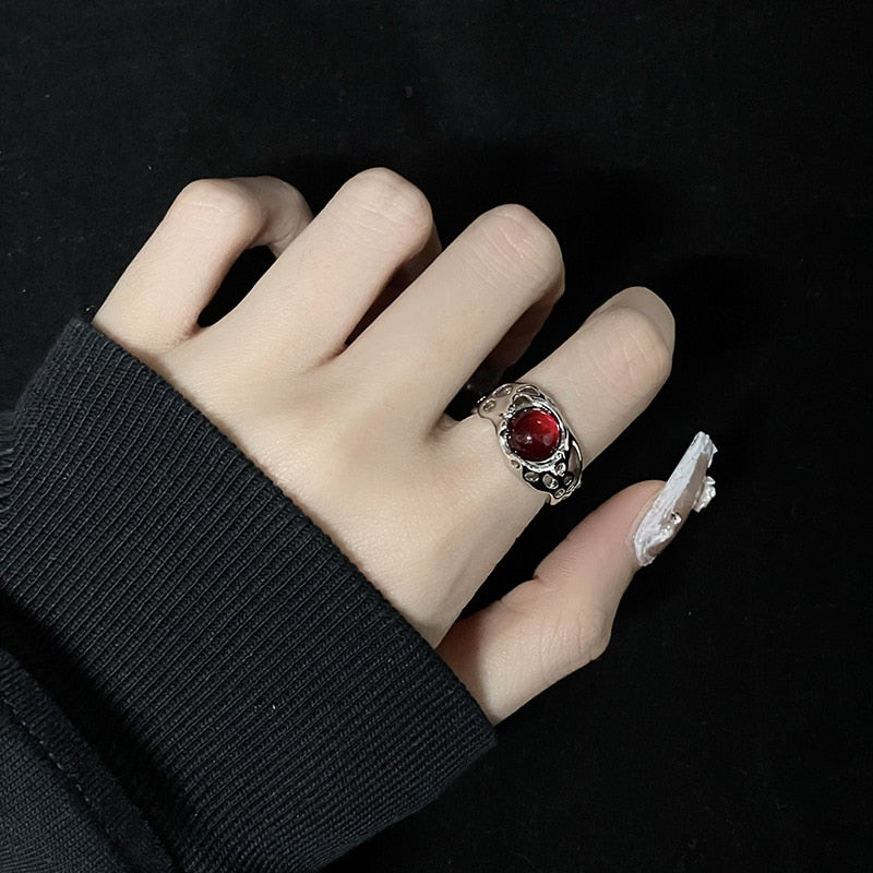 Opal Irregular Natural Stone Ring With White Opal Aesthetic Egirl Hollow Rings for Women Y2K Trendy Ring Creative Finger Jewelry