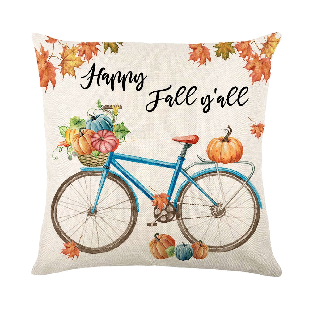 Autumn Maple Leaves Pumpkin Pillowcase 45x45cm Home Party Decorations Happy Thanksgiving Throw Pillow Covers Linen Cushion Cover