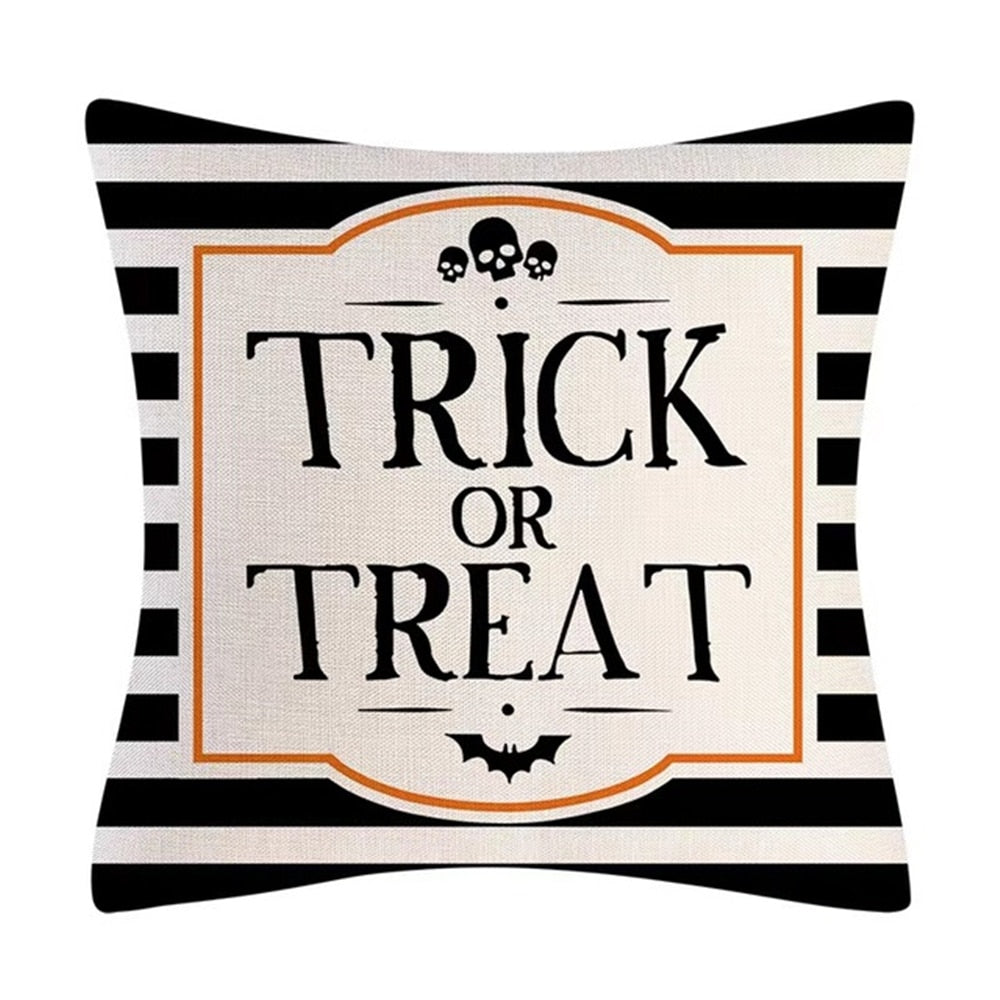 2022 New Linen Halloween Fall Cushion Cover 18Inch Trick or Treat Farmhouse Cat Witch Home Throw Pillow Covers for Couch Decor