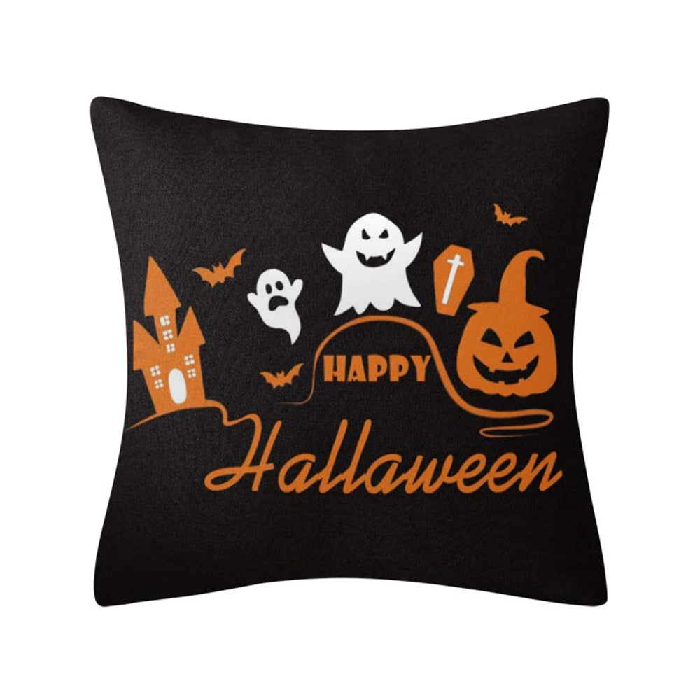 2022 New Linen Halloween Fall Cushion Cover 18Inch Trick or Treat Farmhouse Cat Witch Home Throw Pillow Covers for Couch Decor