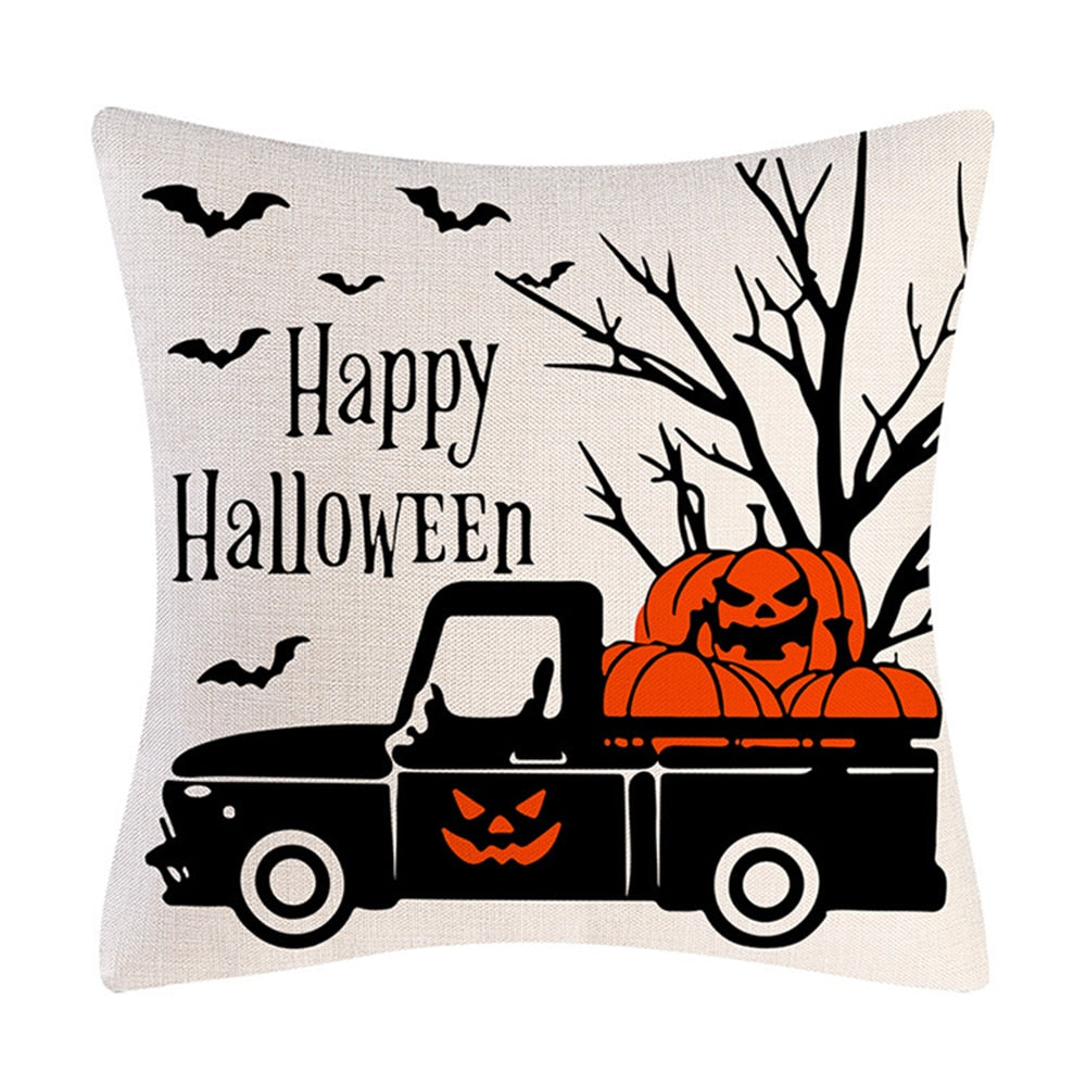 2022 New Linen Halloween Fall Cushion Cover 18Inch Trick or Treat Farmhouse Cat Witch Home Throw Pillow Covers for Couch Decor