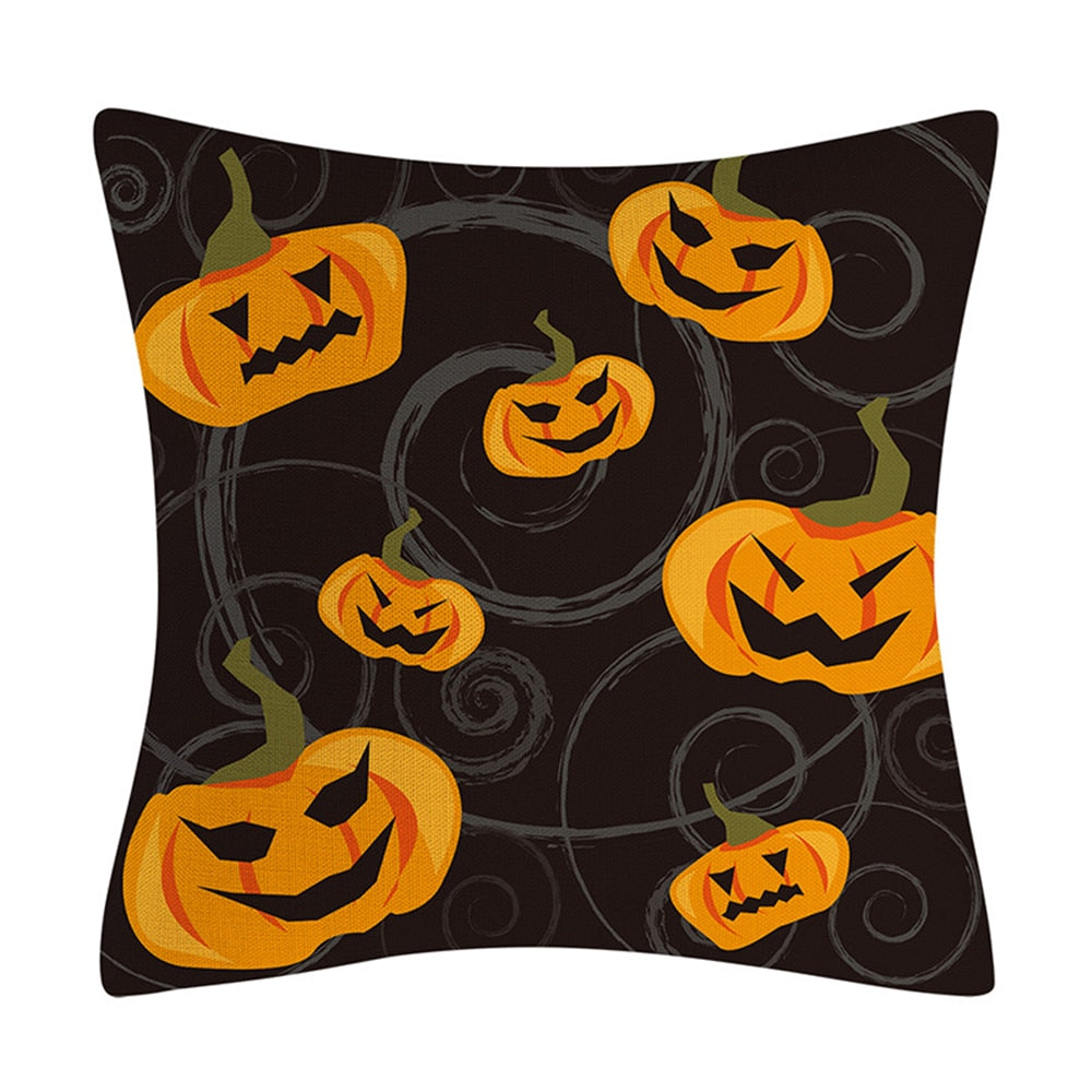 2022 New Linen Halloween Fall Cushion Cover 18Inch Trick or Treat Farmhouse Cat Witch Home Throw Pillow Covers for Couch Decor