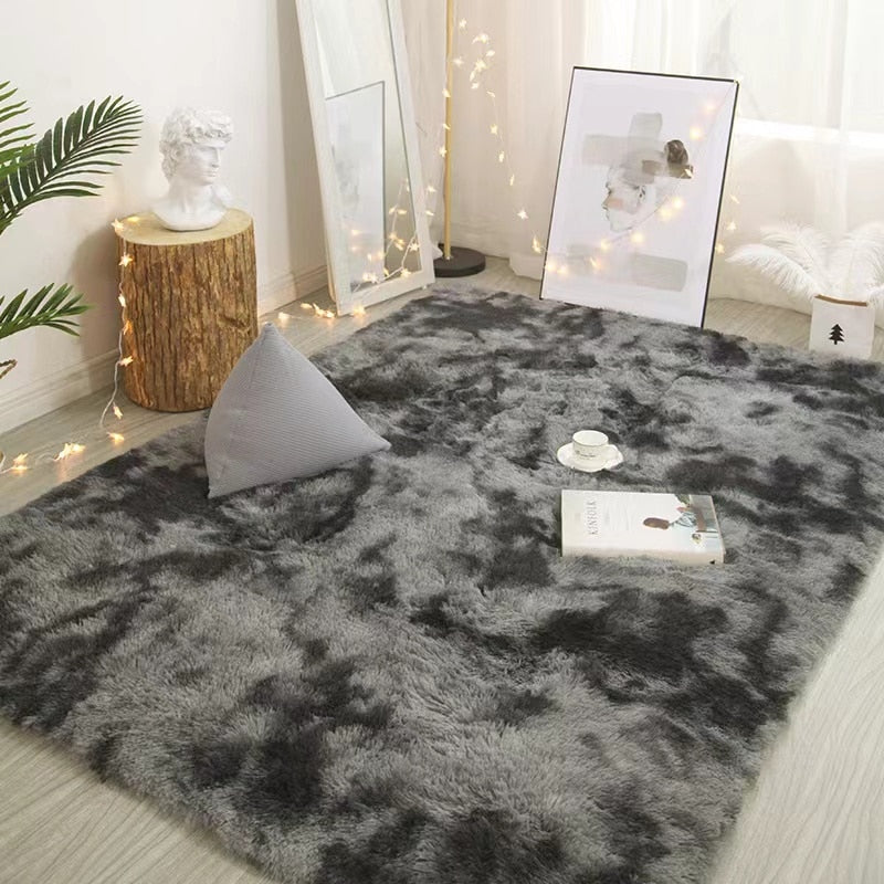 Nordic tie-dye carpet wholesale plush living room bedroom bed blanket floor cushion home